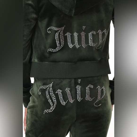 ❤️JUICY COUTURE SIGNATURE Y2K BEDAZZLED OB BLING VELOUR ZIP-UP HOODIE NWT 119.00 - Picture 6 of 7